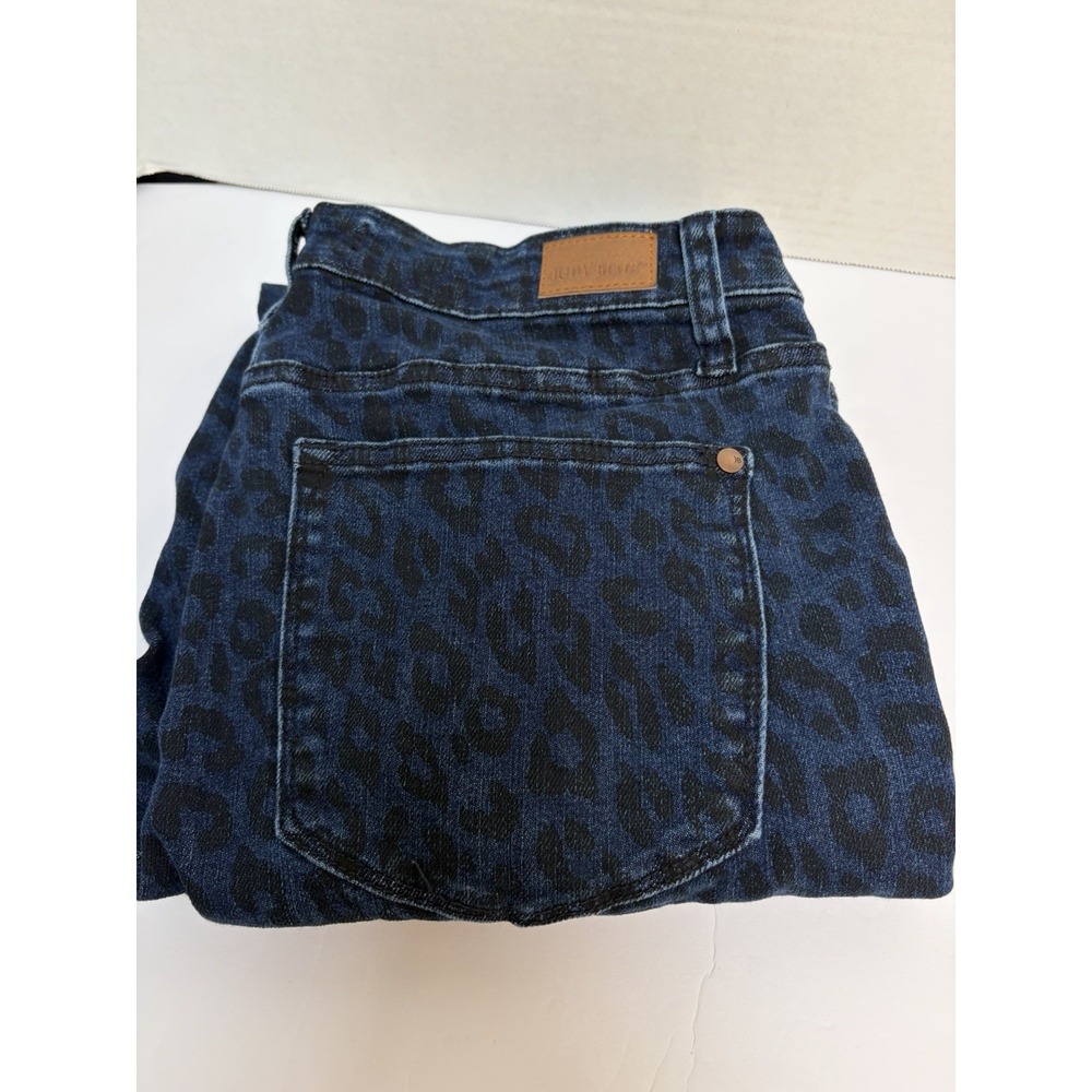 Judy Blue Skinny Jeans Hi-Rise Size 15/32 # 88310 Leopard Frayed Hem Denim
